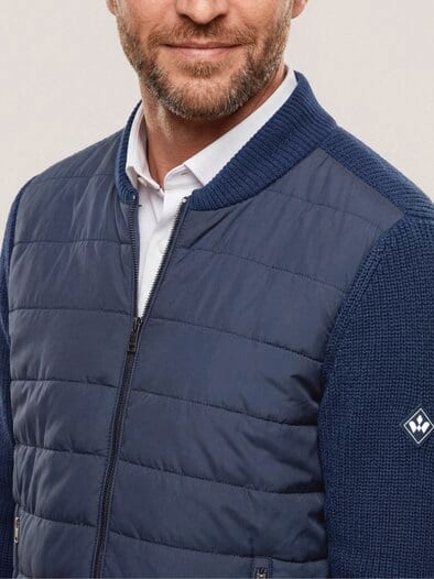 Hybrid Strickjacke mit Merinowolle Marine