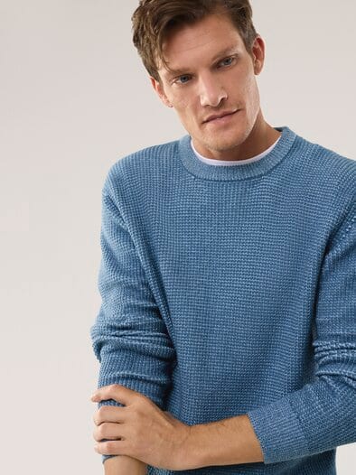 Strukturpullover Bicolor Jeansblau