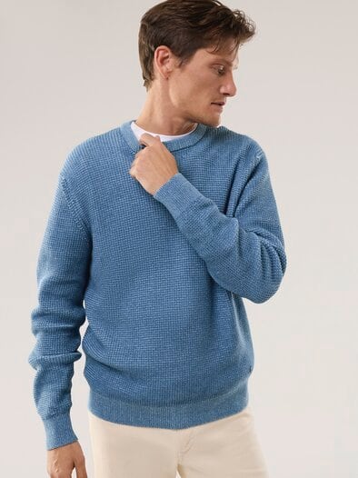 Strukturpullover Bicolor Jeansblau