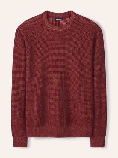 Strukturpullover Bicolor Dunkelrot