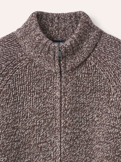 Grobstrick-Jacke aus Merinowolle Dunkelbraun