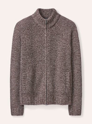 Grobstrick-Jacke aus Merinowolle Dunkelbraun