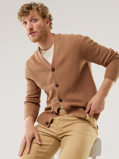 Patentstrick-Cardigan Karamell