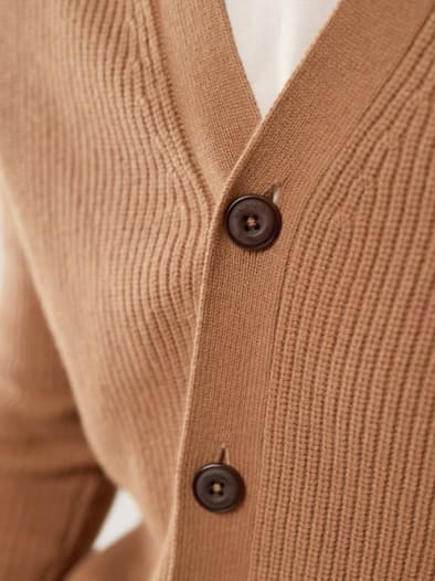 Patentstrick-Cardigan Karamell