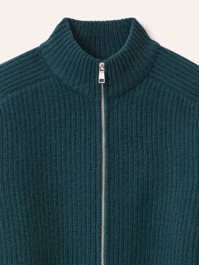 Grobstrick-Jacke mit Cashmere Blaugrün