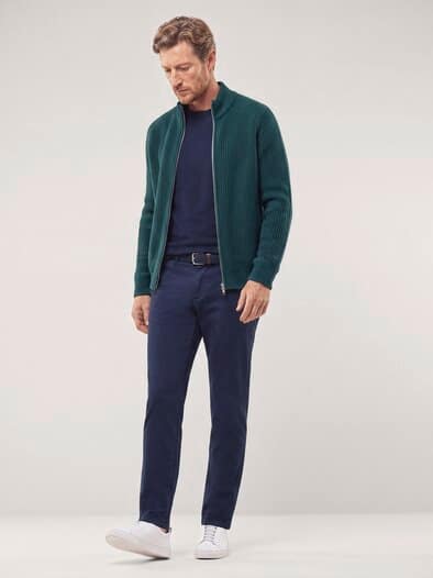 Grobstrick-Jacke mit Cashmere Blaugrün