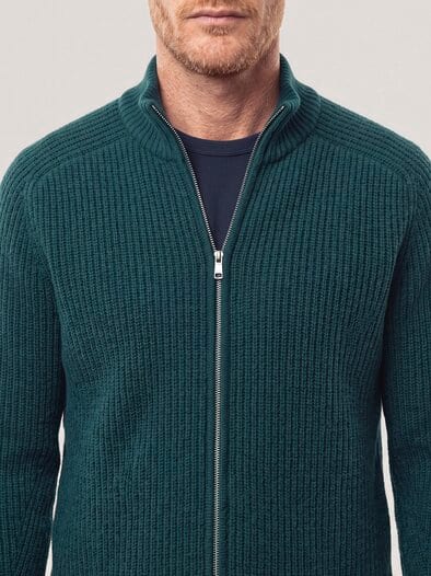 Grobstrick-Jacke mit Cashmere Blaugrün