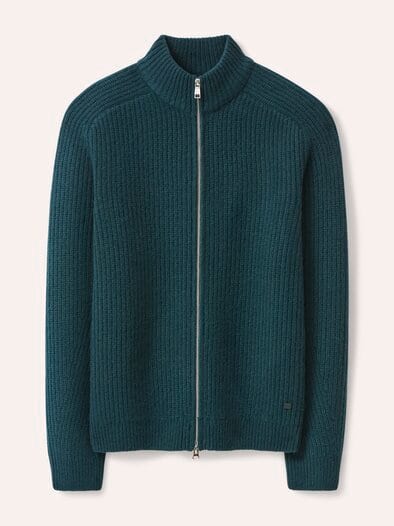 Grobstrick-Jacke mit Cashmere Blaugrün
