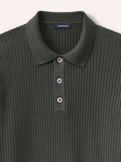 Strickpolo aus Baumwolle Oliv