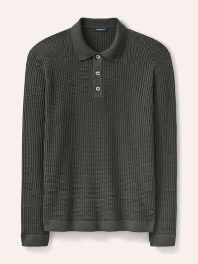 Strickpolo aus Baumwolle Oliv