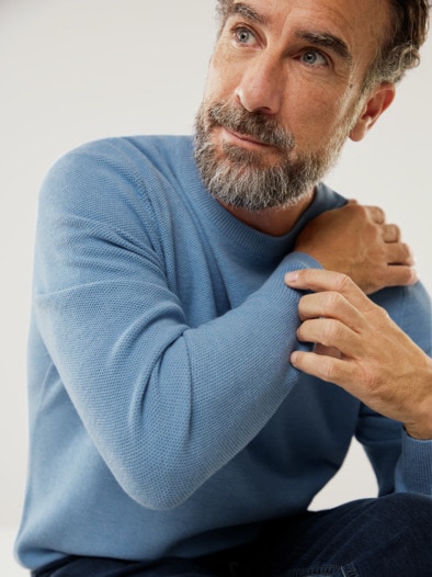 Struktur-Pullover Soft Cotton Hellblau
