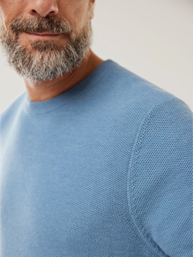 Struktur-Pullover Soft Cotton Hellblau