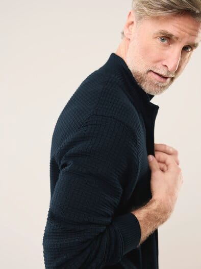 Strickjacke Waffelstruktur Marine