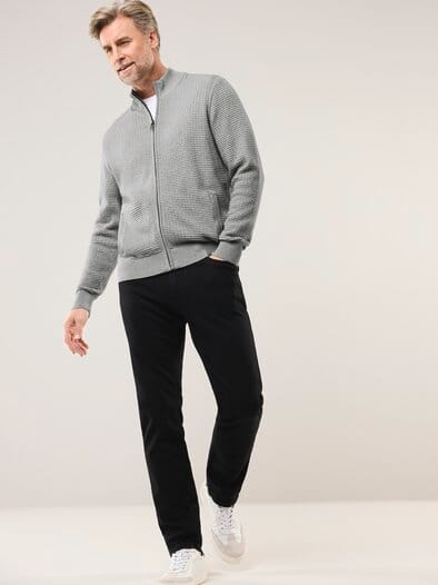 Strickjacke Waffelstruktur Grau Melange