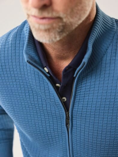 Strickjacke Waffelstruktur Rauchblau