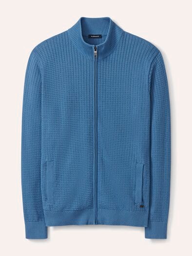 Strickjacke Waffelstruktur Rauchblau
