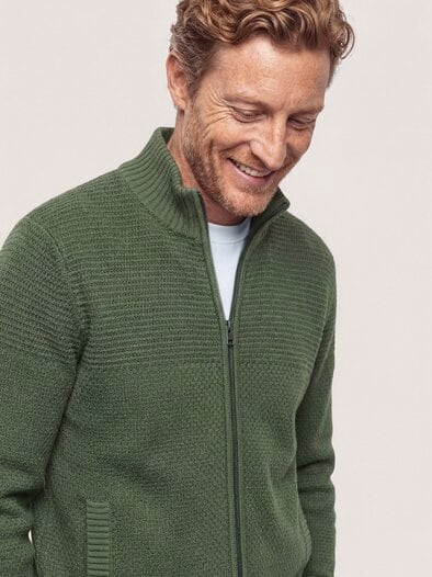 Strickjacke aus Baumwolle Oliv