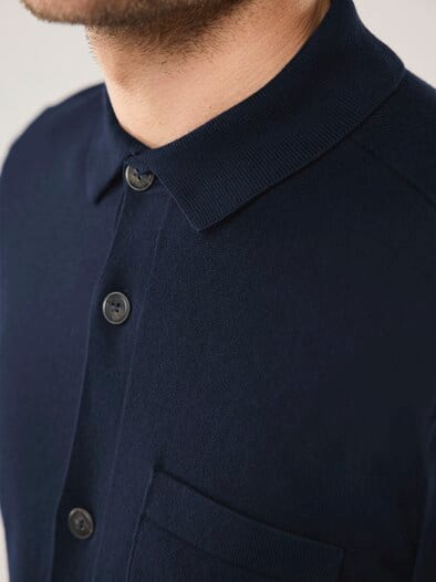 Geknöpftes Strickpolo Marine