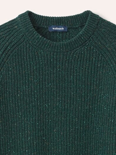 Rundhalspullover in Tweed Optik Oliv