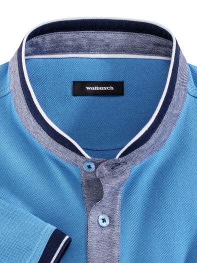 Stehkragen-Polo Maritim Mittelblau
