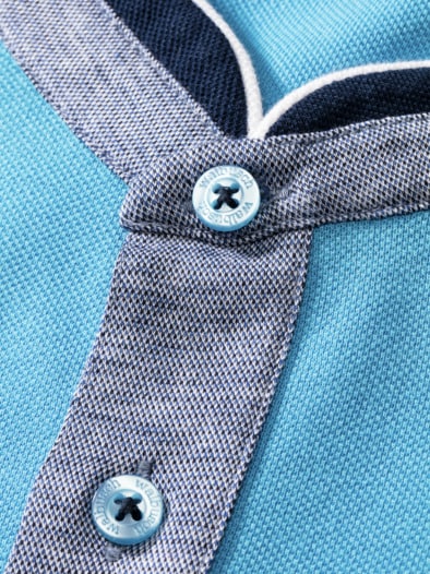 Stehkragen-Polo Maritim Mittelblau