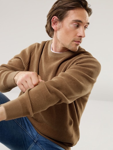Komfort Ripp-Pullover Camel