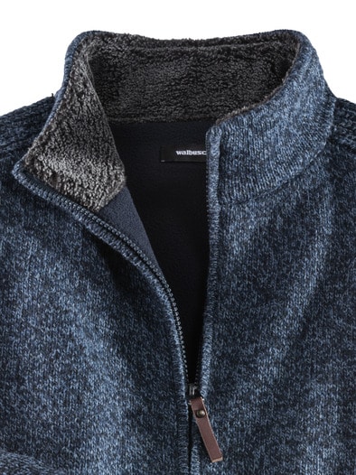 Zwei-Lagen-Strickjacke Winterwarm Blau