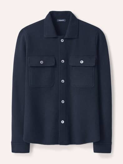 Hemdjacke aus Merinowolle Marine