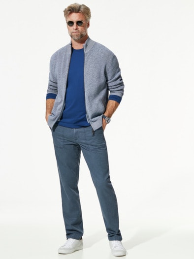 Zip-Jacke Tropical Jeansblau
