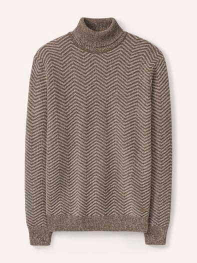 Rollkragenpullover mit Fischgratm. Sand