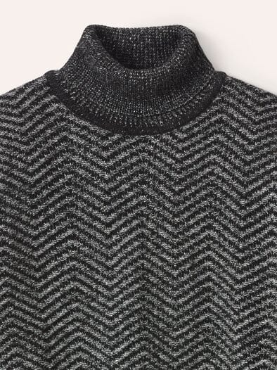 Rollkragenpullover mit Fischgratm. Anthrazit