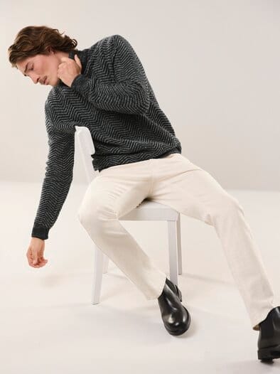 Rollkragenpullover mit Fischgratm. Anthrazit