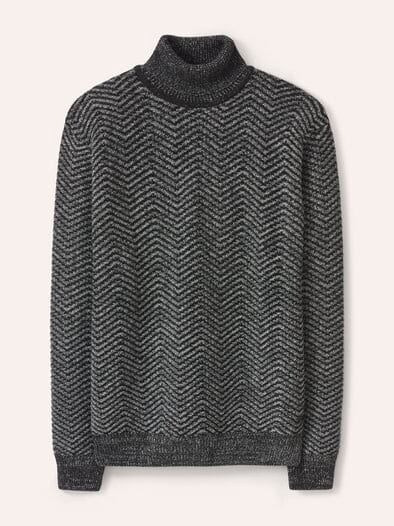 Rollkragenpullover mit Fischgratm. Anthrazit