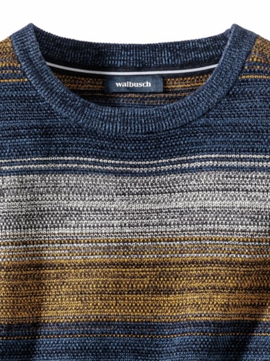 Struktur-Pullover Ombre Blau/Incagold