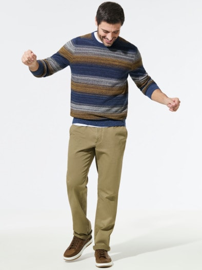 Struktur-Pullover Ombre Blau/Incagold