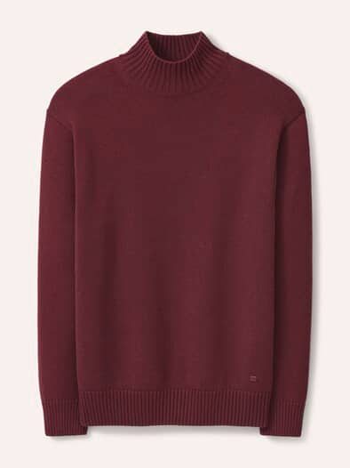 Stehkragen-Pullover mit Merinowolle Bordeaux