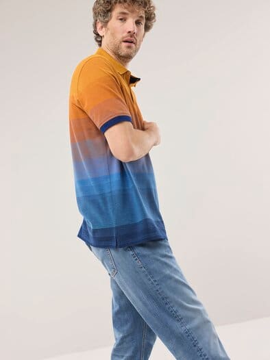 Ombre Streifenpolo Hitzefrei Orange