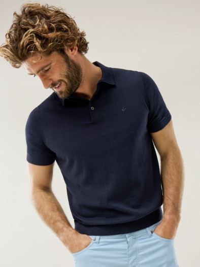 Premium Strickpolo Marine