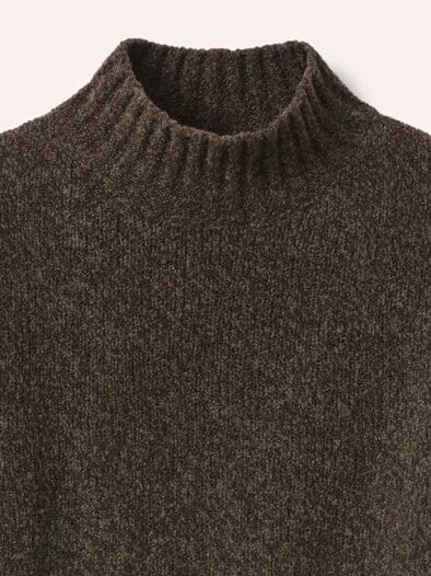 Stehkragen-Pullover in Boucle Optik Dunkelbraun