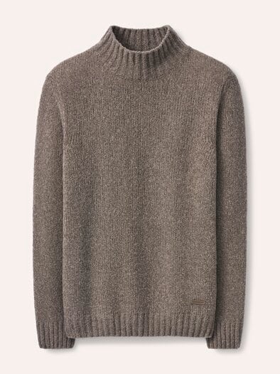 Stehkragen-Pullover in Boucle Optik Taupe