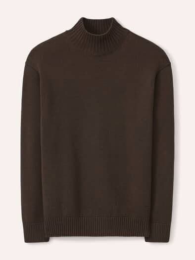Stehkragen-Pullover mit Merinowolle Dunkelbraun