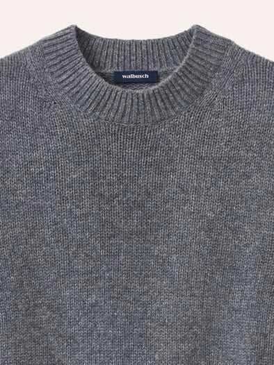 Premium Pullover mit Cashmere Grau Melange