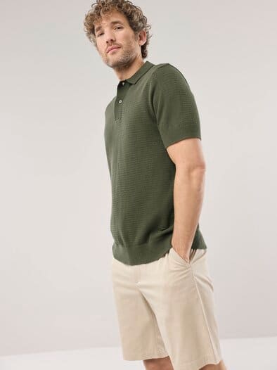 Strickpolo Klimastruktur Oliv