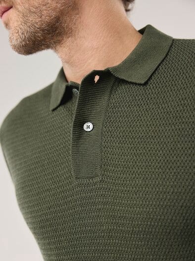 Strickpolo Klimastruktur Oliv