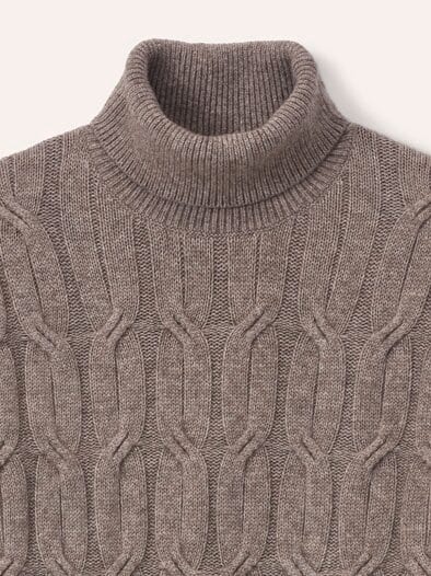 Rollkragenpullover mit Yakwolle Taupe