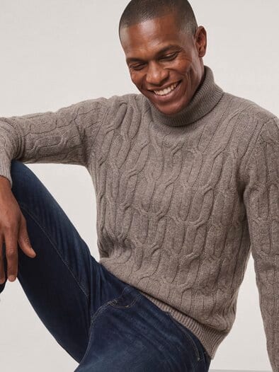 Rollkragenpullover mit Yakwolle Taupe