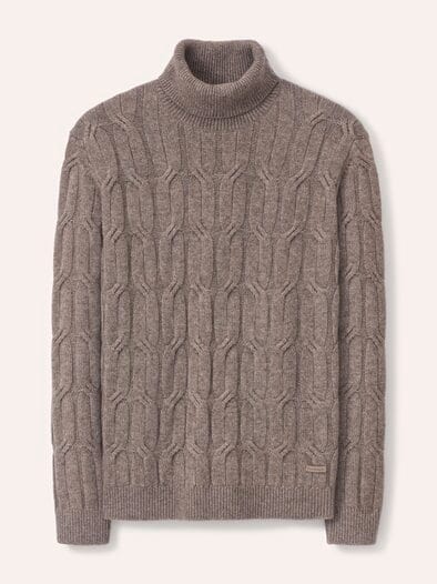 Rollkragenpullover mit Yakwolle Taupe