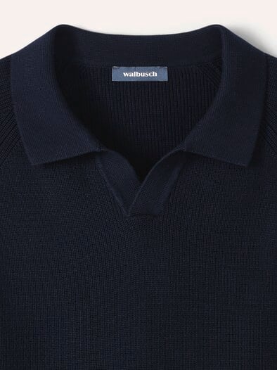 Gerippter Polopullover Marine