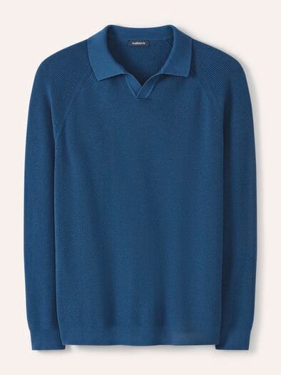Gerippter Polopullover Rauchblau
