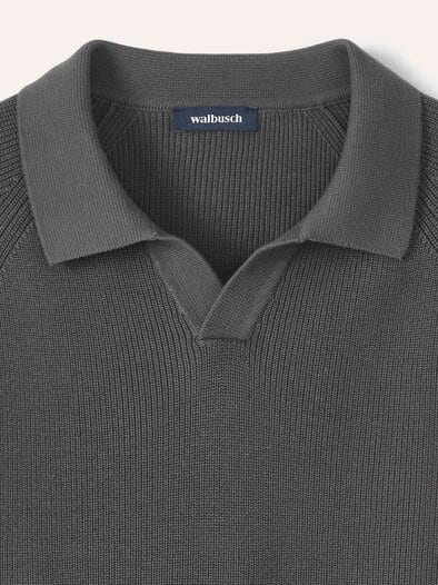 Gerippter Polopullover Graphit